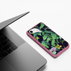 Чехол iPhone 7/8 матовый Цветы Ботанические, цвет: 3D-малиновый — фото 2