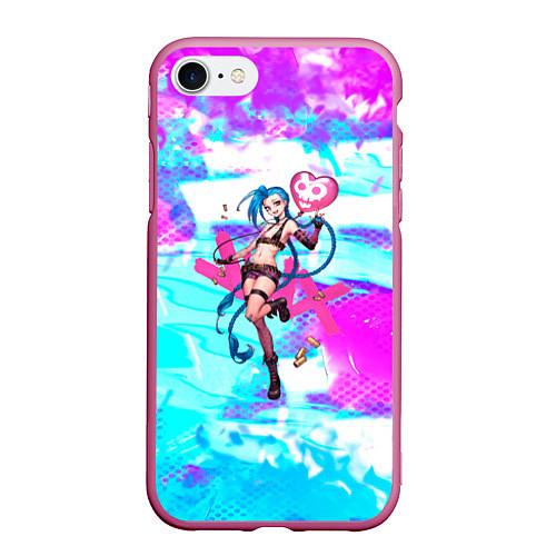 Чехол iPhone 7/8 матовый JINX ДЖИНКС NEON / 3D-Малиновый – фото 1