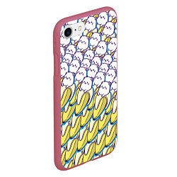 Чехол iPhone 7/8 матовый Котики и бананы Паттерн Лето, цвет: 3D-малиновый — фото 2