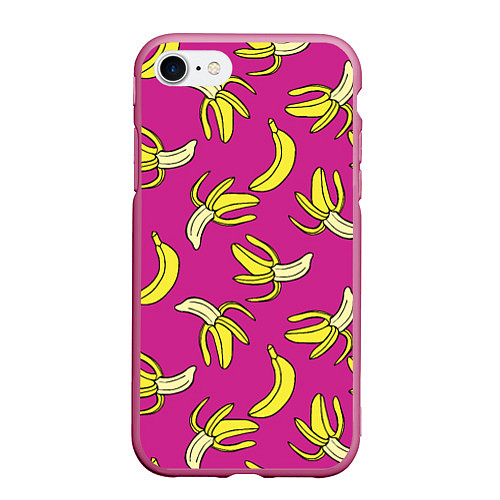 Чехол iPhone 7/8 матовый Banana pattern Summer Color / 3D-Малиновый – фото 1