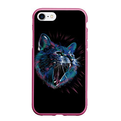 Чехол iPhone 7/8 матовый Не зли кота!, цвет: 3D-малиновый