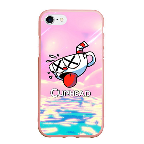 Чехол iPhone 7/8 матовый Cuphead Разбитая чашечка / 3D-Светло-розовый – фото 1