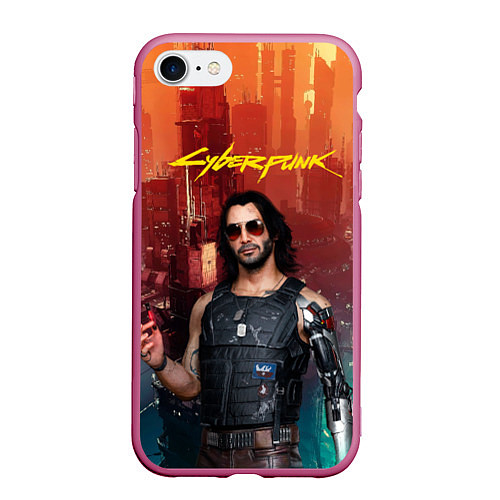 Чехол iPhone 7/8 матовый Cyberpunk2077 Vi / 3D-Малиновый – фото 1