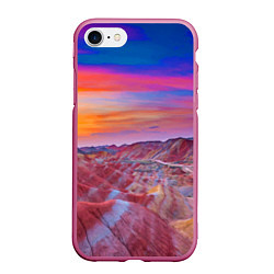 Чехол iPhone 7/8 матовый Краски природы Горы Neon Китай, цвет: 3D-малиновый