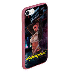 Чехол iPhone 7/8 матовый Girl Vi cyberpunk2077, цвет: 3D-малиновый — фото 2