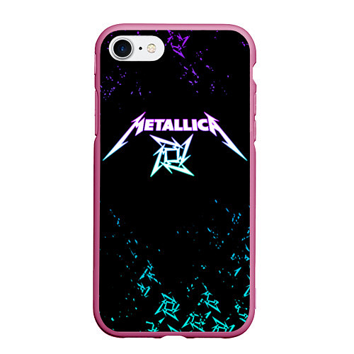 Чехол iPhone 7/8 матовый Metallica металлика neon / 3D-Малиновый – фото 1