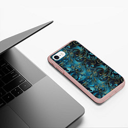 Чехол iPhone 7/8 матовый Blue Abstract Узоры, цвет: 3D-светло-розовый — фото 2