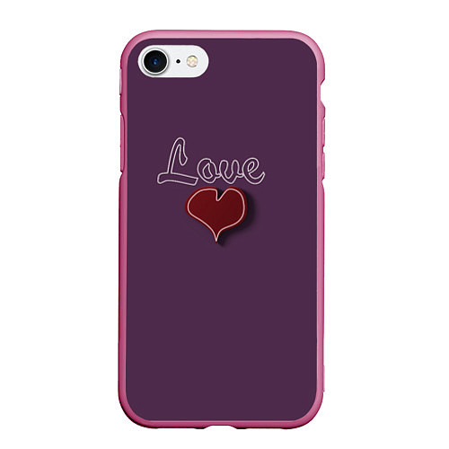 Чехол iPhone 7/8 матовый Heart and Love / 3D-Малиновый – фото 1