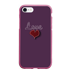 Чехол iPhone 7/8 матовый Heart and Love, цвет: 3D-малиновый