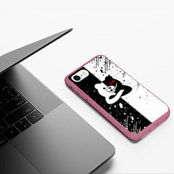 Чехол iPhone 7/8 матовый Monokuma брызги, цвет: 3D-малиновый — фото 2