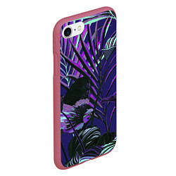 Чехол iPhone 7/8 матовый Цветы Тропики Ночью, цвет: 3D-малиновый — фото 2