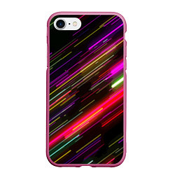 Чехол iPhone 7/8 матовый Неоновый паттерн Abstraction, цвет: 3D-малиновый