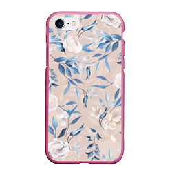 Чехол iPhone 7/8 матовый Цветы Нежные, цвет: 3D-малиновый