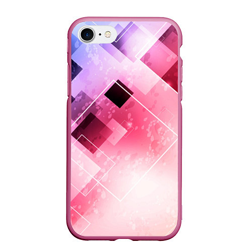 Чехол iPhone 7/8 матовый Розово-голубая абстрактная геометрия / 3D-Малиновый – фото 1