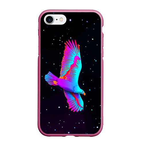 Чехол iPhone 7/8 матовый Eagle Space Neon / 3D-Малиновый – фото 1