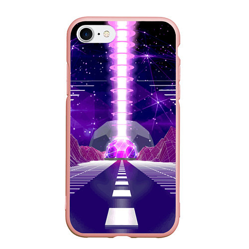 Чехол iPhone 7/8 матовый Vaporwave Neon Space / 3D-Светло-розовый – фото 1
