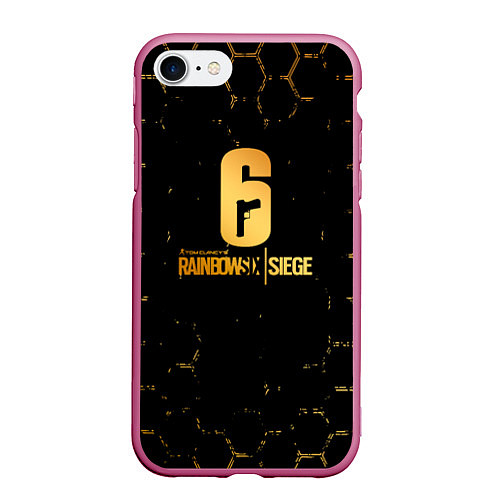 Чехол iPhone 7/8 матовый Rainbow six siege соты / 3D-Малиновый – фото 1