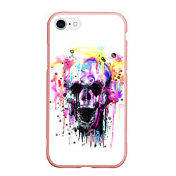 Чехол iPhone 7/8 матовый Череп - акварель, цвет: 3D-светло-розовый
