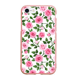 Чехол iPhone 7/8 матовый Распустившиеся розы, цвет: 3D-светло-розовый