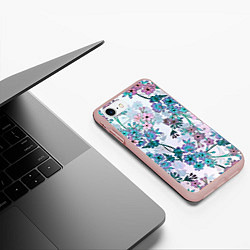 Чехол iPhone 7/8 матовый Яркие красочные цветы, цвет: 3D-светло-розовый — фото 2
