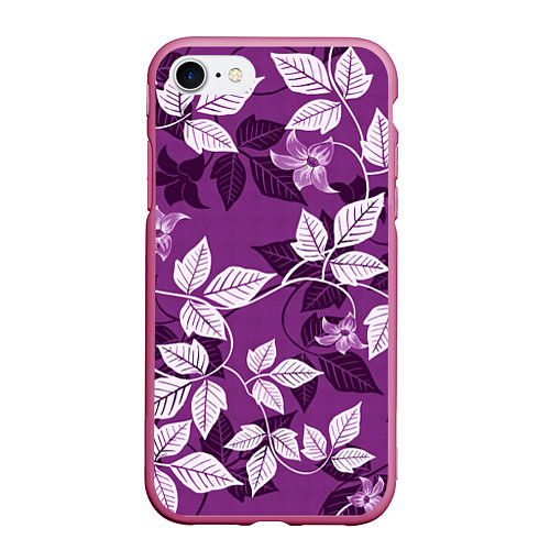 Чехол iPhone 7/8 матовый Фиолетовый вьюнок / 3D-Малиновый – фото 1