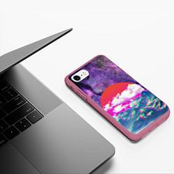 Чехол iPhone 7/8 матовый Закат красного солнца Импрессионизм Горы Neon, цвет: 3D-малиновый — фото 2