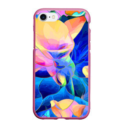 Чехол iPhone 7/8 матовый Цветочный красочный паттерн, цвет: 3D-малиновый