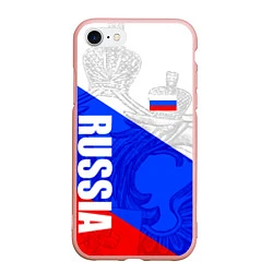 Чехол iPhone 7/8 матовый RUSSIA - SPORTWEAR - ТРИКОЛОР, цвет: 3D-светло-розовый