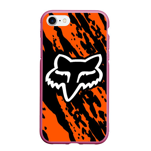 Чехол iPhone 7/8 матовый FOX MOTOCROSS ORANGE / 3D-Малиновый – фото 1