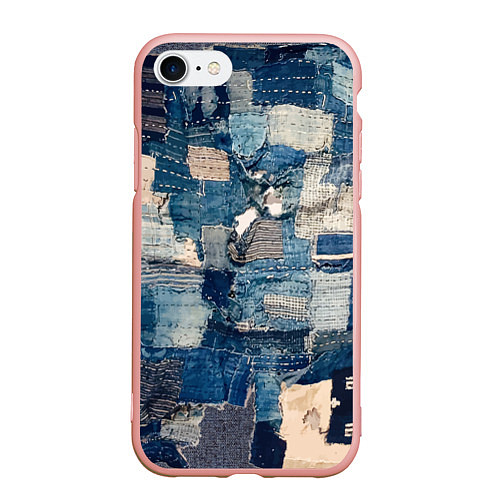 Чехол iPhone 7/8 матовый Patchwork Jeans Осень Зима 2023 / 3D-Светло-розовый – фото 1