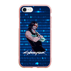 Чехол iPhone 7/8 матовый Johnny Джонни Cyberpunk2077, цвет: 3D-светло-розовый