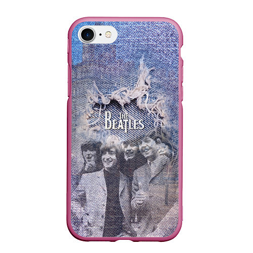 Чехол iPhone 7/8 матовый The Beatles Легендарная Ливерпульская четвёрка / 3D-Малиновый – фото 1