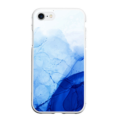 Чехол iPhone 7/8 матовый Watercolor texture with gold / 3D-Белый – фото 1