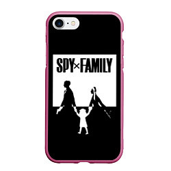 Чехол iPhone 7/8 матовый Spy x Family: Семья шпиона черно-белая