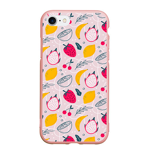 Чехол iPhone 7/8 матовый Fruit Pattern / 3D-Светло-розовый – фото 1