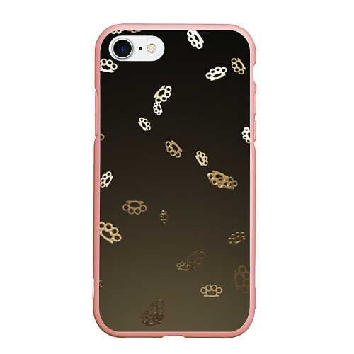 Чехол iPhone 7/8 матовый Brass knuckles кастет / 3D-Светло-розовый – фото 1