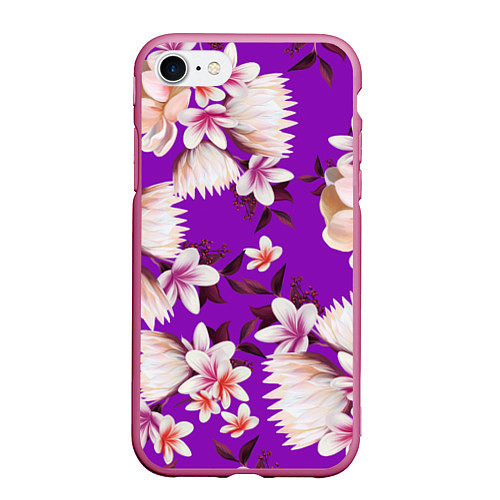 Чехол iPhone 7/8 матовый Цветы Фиолетовый Цветок / 3D-Малиновый – фото 1