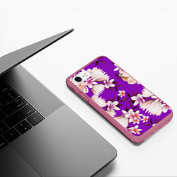 Чехол iPhone 7/8 матовый Цветы Фиолетовый Цветок, цвет: 3D-малиновый — фото 2