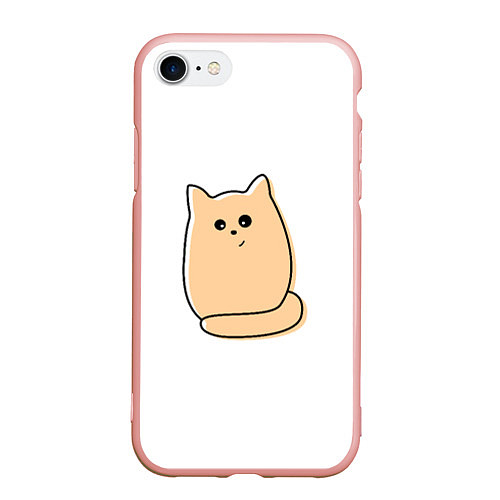 Чехол iPhone 7/8 матовый Милый рыжий кот / 3D-Светло-розовый – фото 1