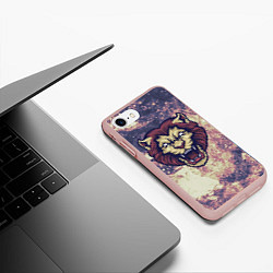 Чехол iPhone 7/8 матовый Дымчатый лев, цвет: 3D-светло-розовый — фото 2