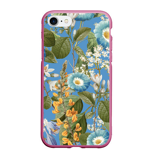 Чехол iPhone 7/8 матовый Цветы Радужный Сад / 3D-Малиновый – фото 1