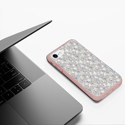 Чехол iPhone 7/8 матовый Белые объемные узоры, цвет: 3D-светло-розовый — фото 2