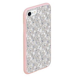 Чехол iPhone 7/8 матовый Белые объемные узоры, цвет: 3D-светло-розовый — фото 2