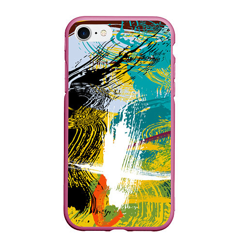 Чехол iPhone 7/8 матовый Абстрактные мазки цветной краской strokes of paint / 3D-Малиновый – фото 1