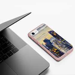Чехол iPhone 7/8 матовый Индустриальный пейзаж Москва-сити, цвет: 3D-светло-розовый — фото 2