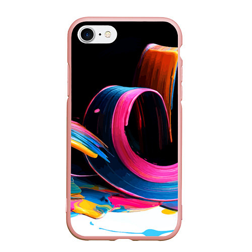 Чехол iPhone 7/8 матовый Разноцветный мазки краски Абстракция Multicolored / 3D-Светло-розовый – фото 1