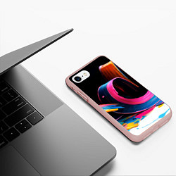 Чехол iPhone 7/8 матовый Разноцветный мазки краски Абстракция Multicolored, цвет: 3D-светло-розовый — фото 2