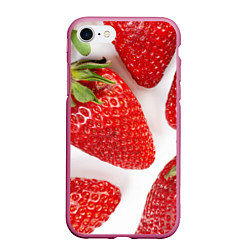 Чехол iPhone 7/8 матовый Strawberries, цвет: 3D-малиновый