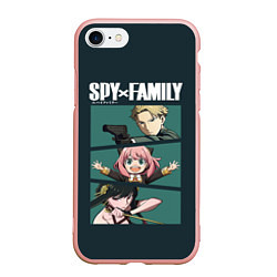 Чехол iPhone 7/8 матовый SPY X FAMILY СЕМЬЯ ШПИОНА ЛОЙД, АНЯ, ЙОР, цвет: 3D-светло-розовый