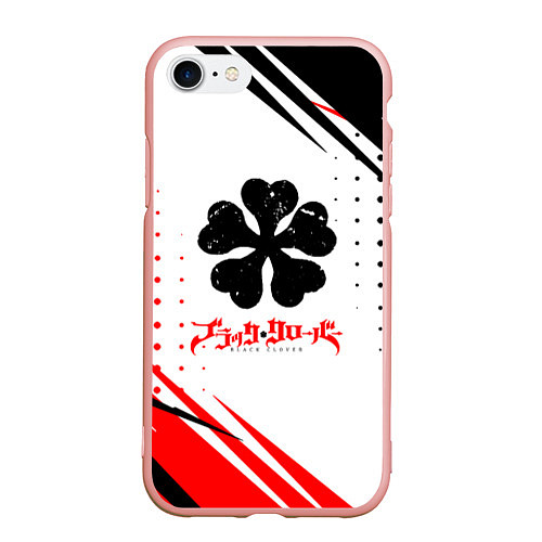 Чехол iPhone 7/8 матовый Чёрный клевер черная красная текстура / 3D-Светло-розовый – фото 1